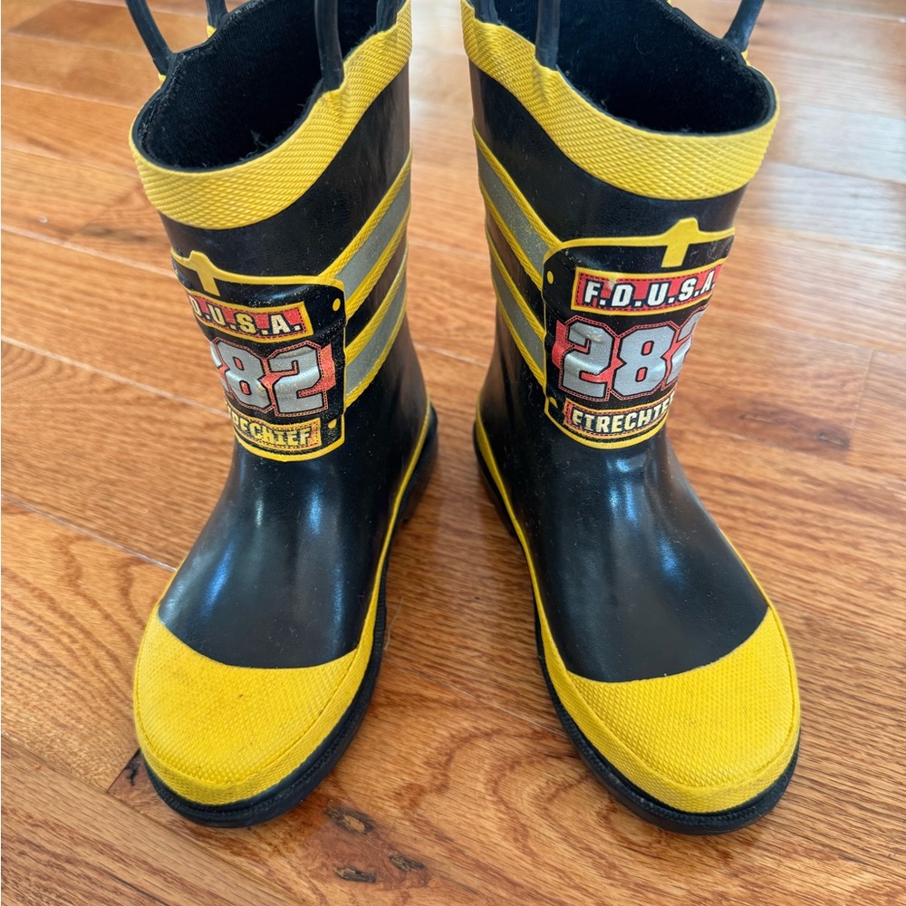 Western Chief Kids Black and Yellow Firefighter Rain Boots